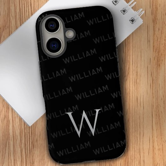 Coque iPhone 16 Monogramme motif Typographie moderne