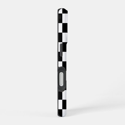 Coque iPhone 16 Monogramme noir blanc À damiers Motif (Côté droit)