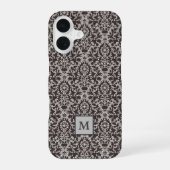 Coque iPhone 16 Monogramme noir gris foncé (Verso)