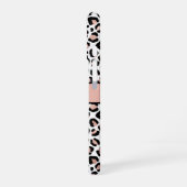 Coque iPhone 16 Monogramme Nom Rose Gold Imprimé Léopard Noir (Côté gauche)