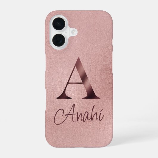 Coque iPhone 16 Monogramme Or Rose Luxe (Verso)
