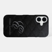 Coque iPhone 16 Monogramme Pailleté Noir (Verso Horizontal)