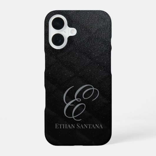 Coque iPhone 16 Monogramme Pailleté Noir (Verso)