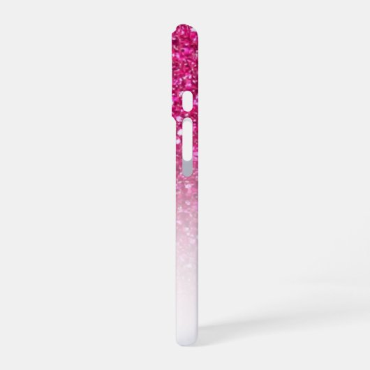 Coque iPhone 16 Monogramme Parties scintillant rose Ombre Prénom P (Côté gauche)