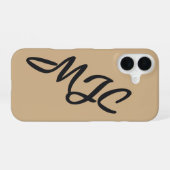 Coque iPhone 16 Monogramme personnalisé chameau (Verso Horizontal)