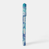 Coque iPhone 16 Monogramme personnalisé éclaboussure bleue (Côté droit)