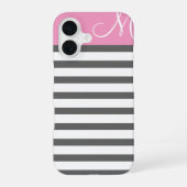 Coque iPhone 16 Monogramme rose et charbonnier (Verso)