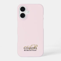 Monogramme Rose Pastel Or Noir Minimaliste Élégant