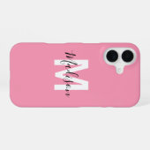 Coque iPhone 16 Monogramme Rose Personnalisé (Verso Horizontal)