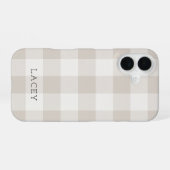 Coque iPhone 16 Monogramme Russe Beige Buffalo Check (Verso Horizontal)