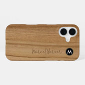 Coque iPhone 16 monogramme rustique bois (Verso Horizontal)