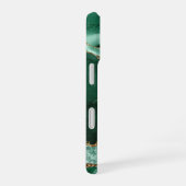 Coque iPhone 16 Monogramme Script Pailleté Or Agate Verte Moderne (Côté droit)