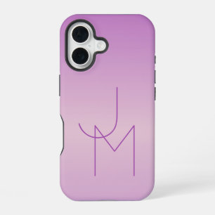 Coque iPhone 16 Monogramme superposé unique   Rose lavande doux