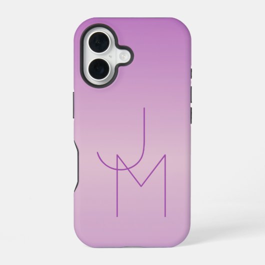 Coque iPhone 16 Monogramme superposé unique | Rose lavande doux (Verso)