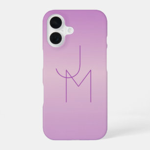 Coque iPhone 16 Monogramme superposé unique Rose lavande doux