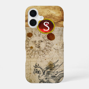 COQUE iPhone 16 MONOGRAMME THE SUN THE MOON ET BASILISK PARCHMENT