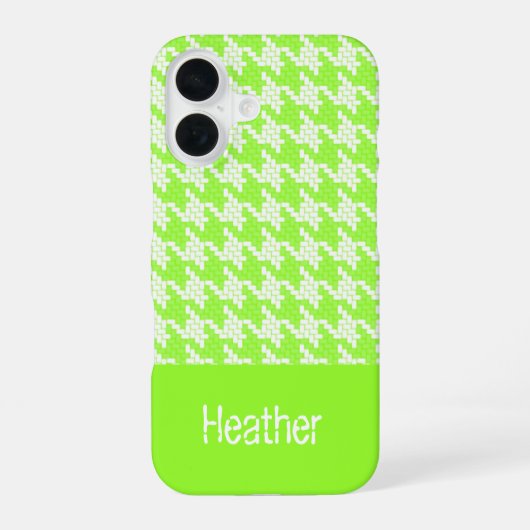 Coque iPhone 16 Monogramme vert et blanc motif (Verso)