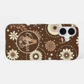 Coque iPhone 16 Monogramme Vintage Harmonie Florale (Verso Horizontal)