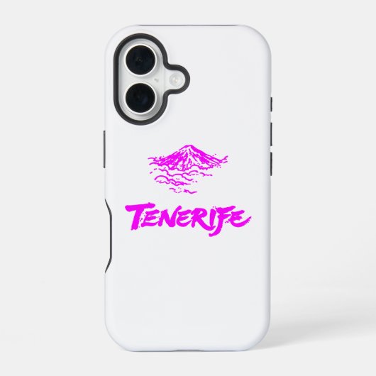 Coque iPhone 16 Mont Teide Tenerife Volcan Rose Néon (Verso)