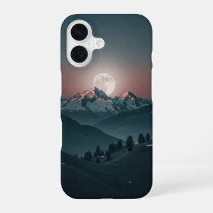 Coque iPhone 16 Montagnes Vintage sous la pleine lune
