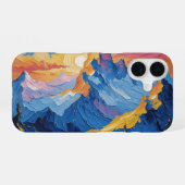 Coque iPhone 16 Montañas al amanecer con resplandor (Verso Horizontal)