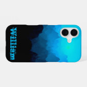 Coque iPhone 16 Monts lisses bleus robustes avec nom rustique (Verso Horizontal)