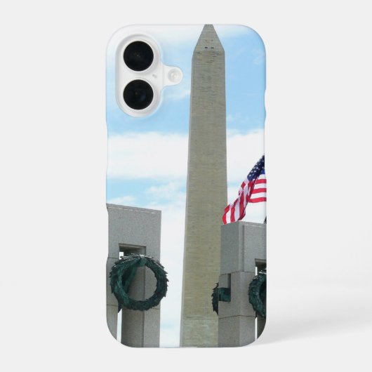Coque iPhone 16 Monument Washington et mémorial de la Seconde Guer (Verso)
