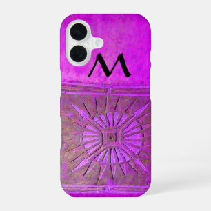 Coque iPhone 16 MORNING STAR Violet Noir Monogramme