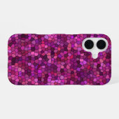 Coque iPhone 16 Mosaïque Rose Violet (Verso Horizontal)
