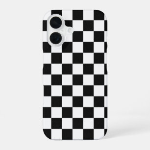 Coque iPhone 16 Motif à carreaux noir et blanc moderne pour iPhone