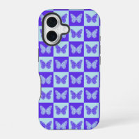 Motif à carreaux papillon en bleu et violet