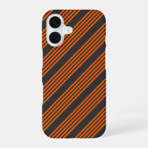 Coque iPhone 16 Motif à cinq bandes orange et charbon de bois