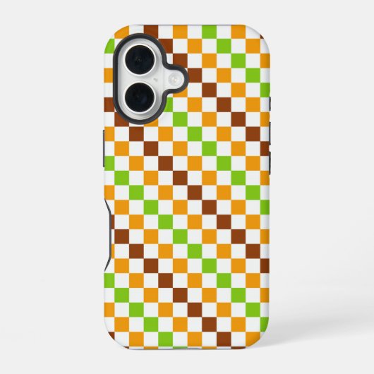 Coque iPhone 16 Motif à damier diagonal de récolte (Verso)