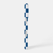 Coque iPhone 16 Motif À damiers bleu blanc avec Monogramme (Côté droit)