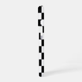 Coque iPhone 16 Motif À damiers noir blanc avec Monogramme (Côté gauche)