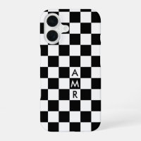 Motif À damiers noir blanc avec Monogramme