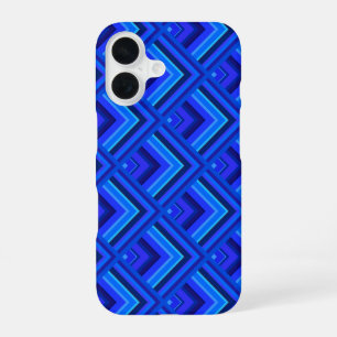 Coque iPhone 16 Motif à échelle à bandes bleues