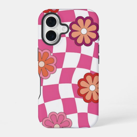 Coque iPhone 16 Motif à fleurs rétro (Verso)