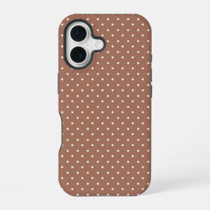 Coque iPhone 16 Motif à pois brun moyen sans couture