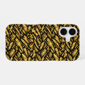Coque iPhone 16 Motif abstrait de feuille d'or (Verso Horizontal)