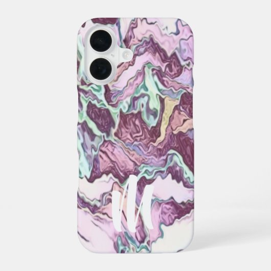 Coque iPhone 16 Motif Abstrait Monogramme (Verso)
