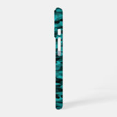 Coque iPhone 16 Motif Abstrait Sarcelle Noir (Côté gauche)