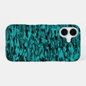 Coque iPhone 16 Motif Abstrait Sarcelle Noir (Verso Horizontal)