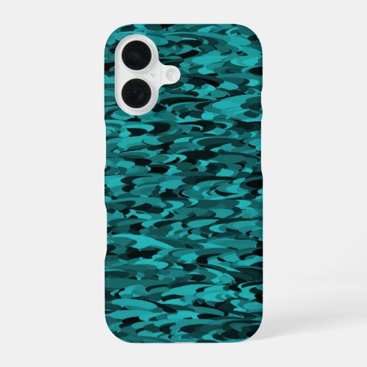 Coque iPhone 16 Motif Abstrait Sarcelle Noir (Verso)