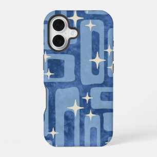 Coque iPhone 16 Motif abstrait tie-dye rétro milieu du siècle mode
