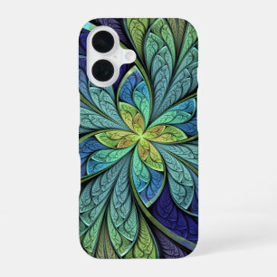 Coque iPhone 16 Motif Abstrait vert et bleu La Chanteuse IV