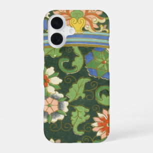 Coque iPhone 16 Motif antique cloisonné chinois : Vert Jade