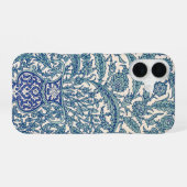 Coque iPhone 16 Motif arabe Floral Orné Bleu (Verso Horizontal)