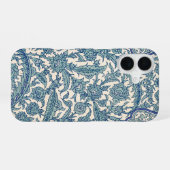 Coque iPhone 16 Motif arabe Floral Orné Bleu (Verso Horizontal)