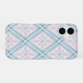 Coque iPhone 16 motif bleu en forme de diamant (Verso Horizontal)